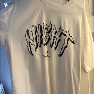 PacSun White Graphic Tee with Black and Red Design